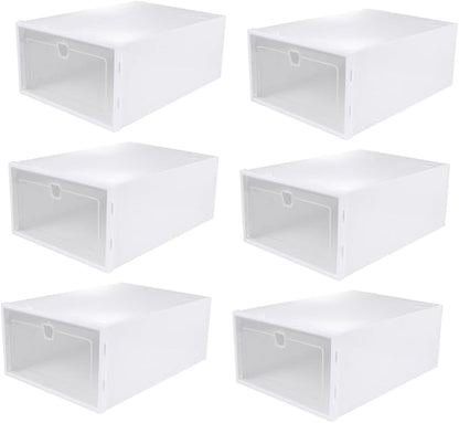 6pcs Transparent Shoe Storage Box Material Drawer Type Organizer for High Heels Sneakers and Boots for Entryway and Closet Storage