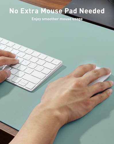 Aothia Faux Leather Desk Mat - Large Mouse Pad, Non-Slip PU Leather Blotter, Waterproof Writing Surface for Office and Home (Light Blue, 42" x 17") - Image 4