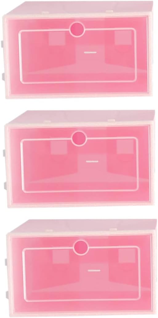 6pcs Transparent Stackable Shoe Box Thickened Plastic Storage Container for Shoes Large Pink for Organizing Closets and Entryways
