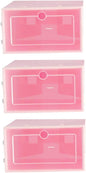 6pcs Transparent Stackable Shoe Box Thickened Plastic Storage Container for Shoes Large Pink for Organizing Closets and Entryways