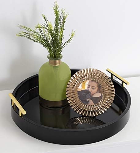 Kate and Laurel Lipton Modern Round Tray, 15.5" Diameter, Black and Gold, Decorative Accent Tray for Storage and Display - Image 4