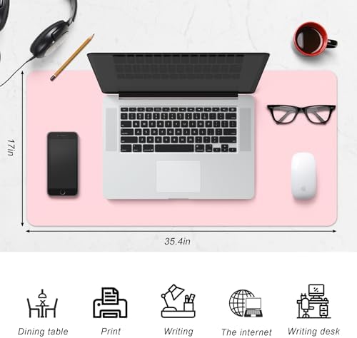 Leather Desk Pad Protector,Non-Slip Desk Pad(Pink, 35.4" x 17") - Image 4
