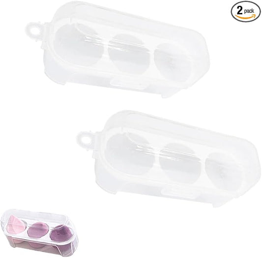 2 Pack Makeup Sponge Holder 3 Slot Container Beauty Sponge Case Powder Puff Storage Organizer Hard Protective Carrying Box Carrier for Beauty Makeup Blenders Set Blending Egg Travel Cosmetic