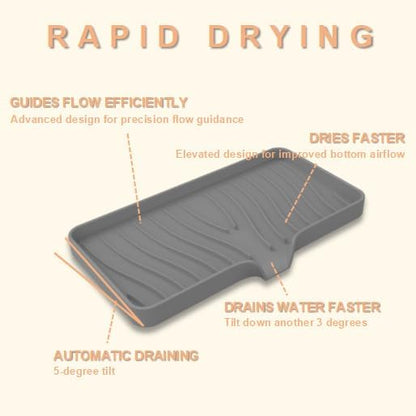 Silicone Soap Dish with Drainer | Quick-Dry Holder for Sponge, Dispenser, Scrubber, Bottle and Cup | for Kitchen, Shower and Bathroom (Grey, Large, 1 Pack)