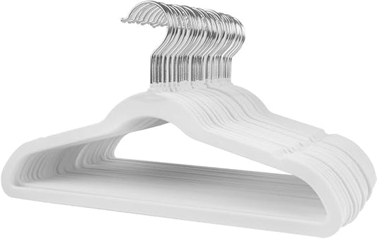 Stormix Baby Clothes Hangers 30 Pack, Kids Velvet Hangers Non-Slip, Clothes Hangers with Shoulder Notches for Toddler Children White
