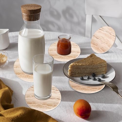 Acejoz Drink Coasters Set of 6, Absorbent Coaster for Coffee Table Decor, Marble Style Ceramic Coaster for Home Decor, 4 Inches - Image 2
