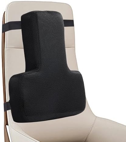 HOMBYS Lumbar Support Pillow for Office Chair-Seat Cushion for Back Support, Improved Sitting Posture and Upper/Lower Back Pain Relief for Desk Chairs, Car Seats and Airplanes(Black, 16"x12"x3") by HOMBYS