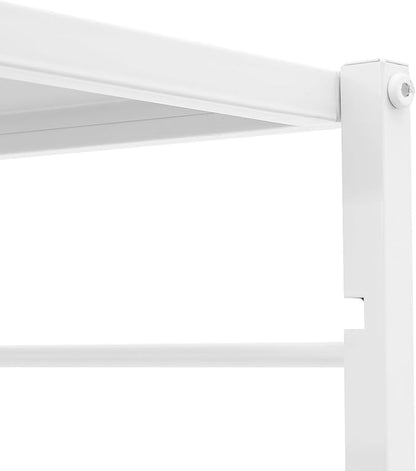 Double-Sided 16 Tier Ribbon Rack, Large Capacity Rolling Ribbon Wrapping Paper Organizer w/Top Shelf & Basket, Movable Metal Storage Cart for Home Retail Studio, 39"x13"x59" (White)
