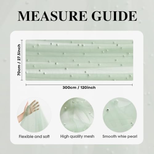 Artoid Mode 6-Pack Pearl Sage Green Gauze Table Runner 10FT Home Decor - Image 6