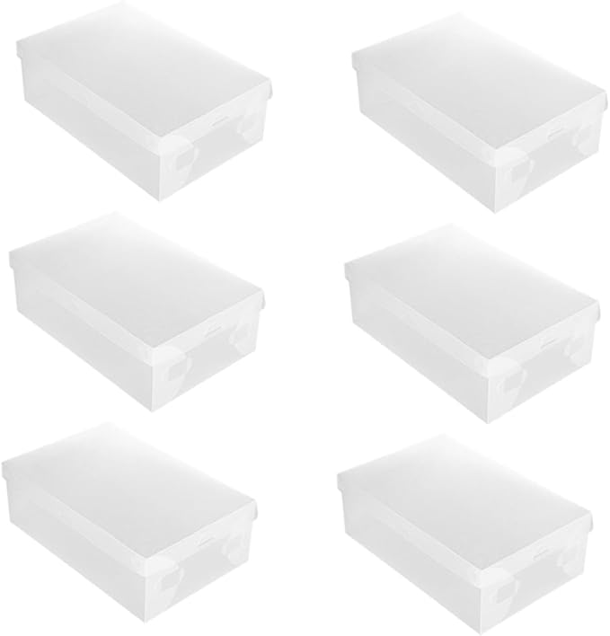 DECHOUS 6pcs Shoe Storage Case Lid Plastic Shoe Boxes for Home Closet and Shelf
