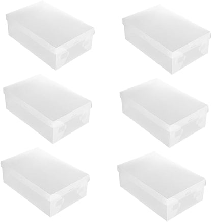 DECHOUS 6pcs Shoe Storage Case Lid Plastic Shoe Boxes for Home Closet and Shelf
