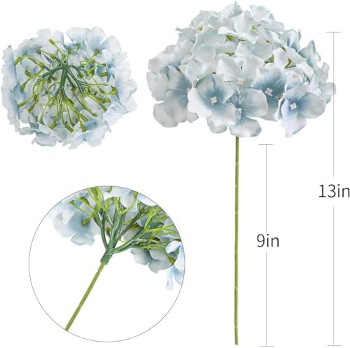 Fake Blue Hydrangea Artificial Flowers - Faux Silk Hydrangeas Flowers Heads with Stems Real Touch for Home Wedding Party Table Decor(Light Blue,Pack of 10) - Image 6