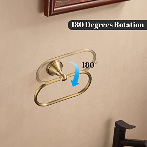 WOLIBEER Brass Toilet Paper Holder,AntiqueTowel Ring Oval Bathroom Tissue Roll Holder Hanger Bath Accessories Hardware Wall Mounted 2 Pieces - Image 3