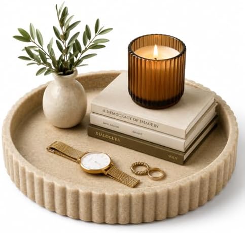OAKOA Round Decorative Tray Coffee Table Tray - Resin Circle Tray Decor by OAKOAHome