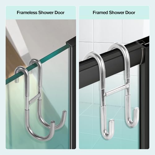 Shower Door Hooks for Framed Glass Door, Over Framed&Frameless Glass Door - Image 3