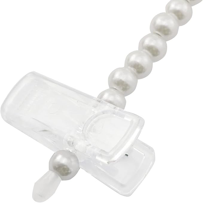 XGNG 2PCS Pearl Plastic Bowknot Clothes Rack with Clip Artificial Pearl Hangers Pearl Pants Hangers for Trousers Jeans Skirts, White