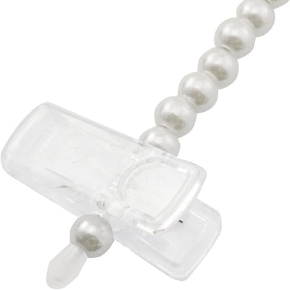 XGNG 2PCS Pearl Plastic Bowknot Clothes Rack with Clip Artificial Pearl Hangers Pearl Pants Hangers for Trousers Jeans Skirts, White