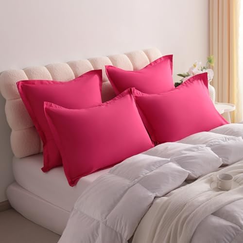 NTBAY Queen Pillow Shams, Set of 2, Microfiber, Magenta - Image 2