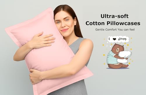 2 Pack Pillow Shams Queen Size 20x30 – 600 Thread Count 100% Organic Cotton Pink Pillow Covers with 2 Inch Flange, Soft & Smooth Premium Hotel-Quality Pillowcases Set of 2 - Image 5