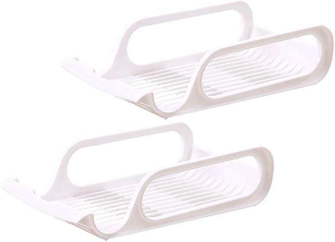 SHOWERORO 2pcs Stackable Refrigerator Beverage Storage Rack Practical Can Bowl Organizer for Beer Vegetables and Fruits Space-saving Cold Storage White