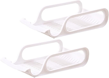 SHOWERORO 2pcs Stackable Refrigerator Beverage Storage Rack Practical Can Bowl Organizer for Beer Vegetables and Fruits Space-saving Cold Storage White