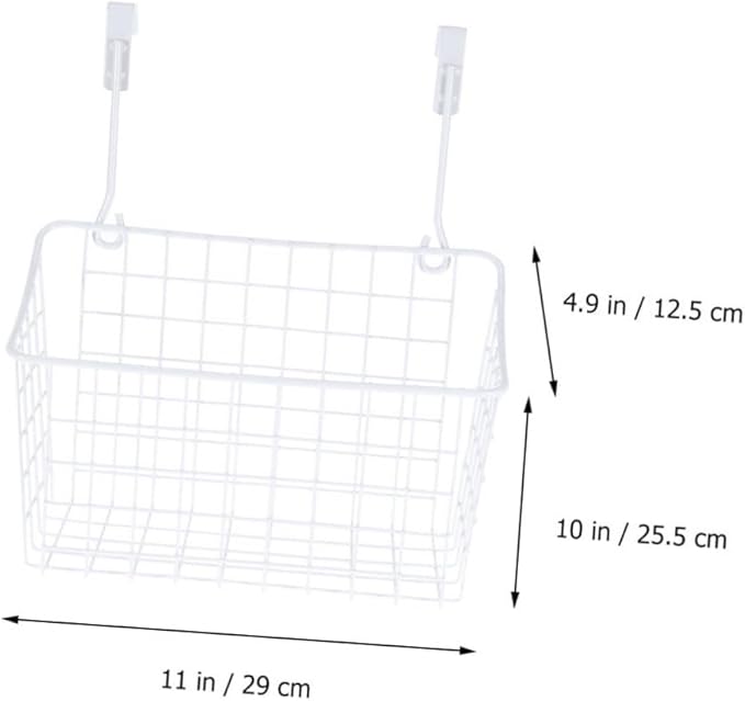 VICASKY White Hanging Storage Rack Over Door Basket for Kitchen Cabinet Bathroom Office Ventilated Organizer with Easy Installation Rust Resistant Saving Storage
