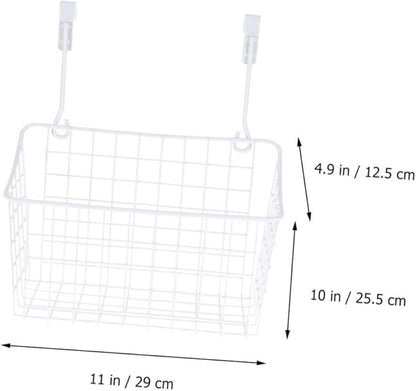 VICASKY White Hanging Storage Rack Over Door Basket for Kitchen Cabinet Bathroom Office Ventilated Organizer with Easy Installation Rust Resistant Saving Storage