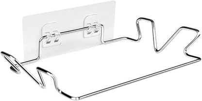 Cupboard Door Plastic Bag Holder with Metal Hanger for Over Door Use, Rubbish Bin Bag Holder Stainless Steel for Home Organization