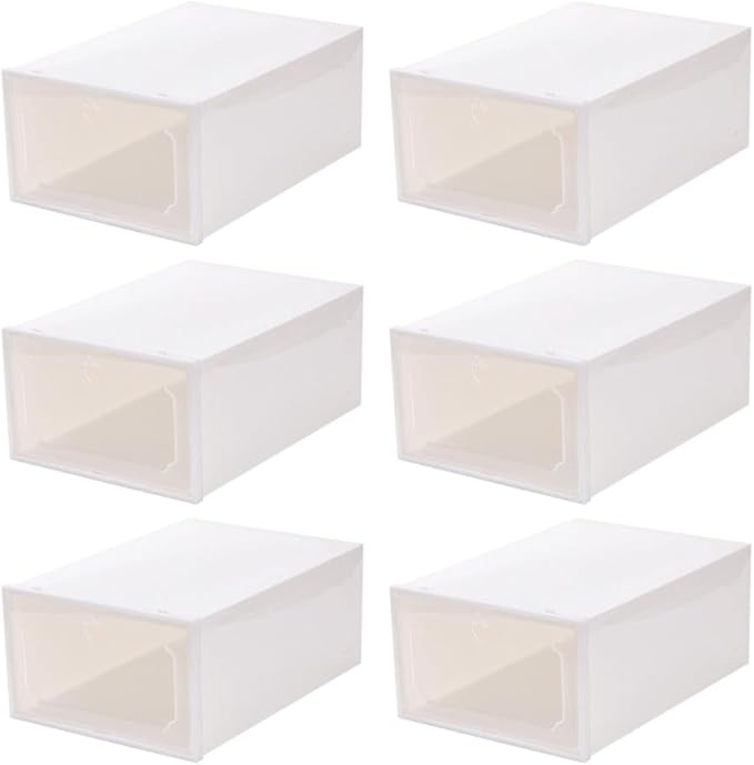 Large Capacity Plastic Shoe Storage Box with Flip Lid Drawer Design, Thickened Organizer for Women’s Shoes, 6pcs Set for Closet and Home Storage
