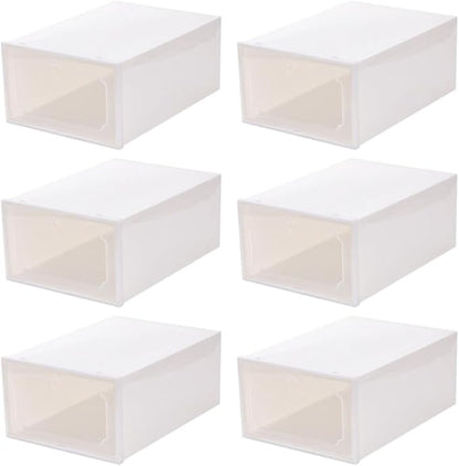 Large Capacity Plastic Shoe Storage Box with Flip Lid Drawer Design, Thickened Organizer for Women’s Shoes, 6pcs Set for Closet and Home Storage
