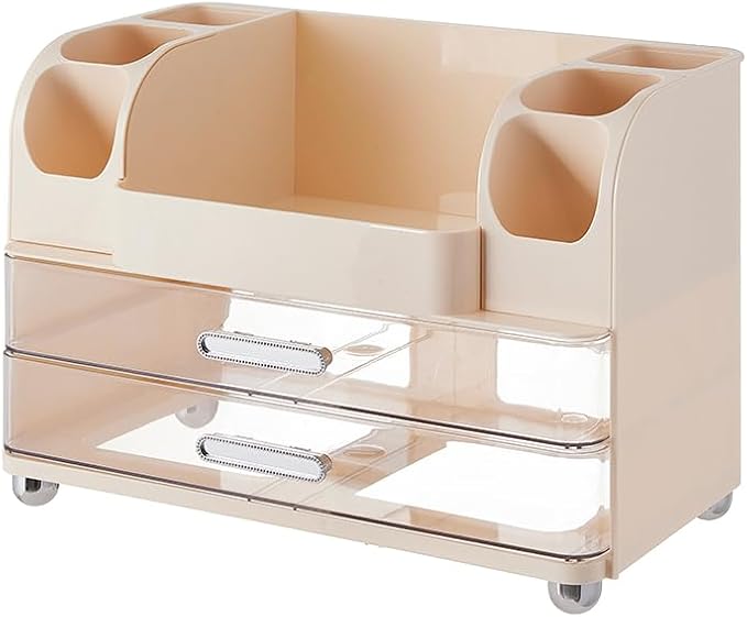 Drawer Cosmetic Organizer, Beauty Tool Display Box, Desktop Skin Care Organizer (cream color)