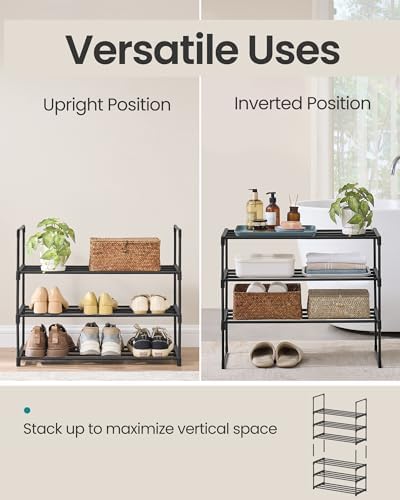 SONGMICS Shoe Rack, 3-Tier Shoe Organizer, Metal Storage Shelf - Image 4