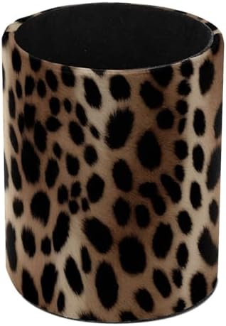 Faux Leather Pen Holder for Desk, Pencil Organizer Leopard Print Pen Cup Desk Decor Makeup Brush Holder Storage for Office Home by DragonBtu