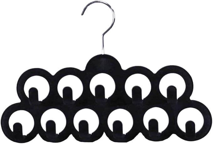 Velvet Scarf Storage Organizer for Closet (Pack of 3), Black | by Home Basics | Scarf Holder for Scarves and Ties | Slim Scarf Hangar Useful for Belts and Jewelry