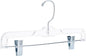 SSWBasics 14 Inch Clear Plastic Skirt Hangers and Pants Hangers with Clips - Pack of 20 Durable Hangers with Clips for Skirts and Pants