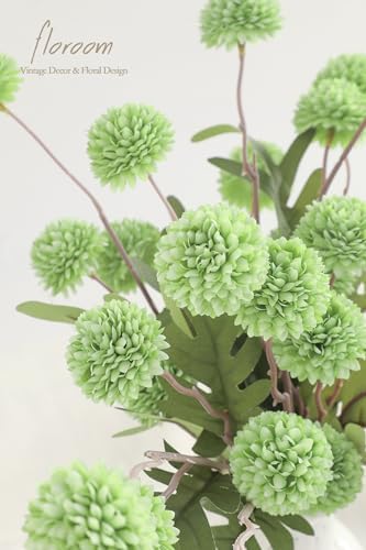 Floroom 6pcs Elf Green Faux Silk Mums Artificial Flowers, Bulk Fake Small Mini Chrysanthemums with Stems for DIY Sage Green Wedding Centerpieces Floral Arrangements Vase Fillers Home Decorations - Image 3