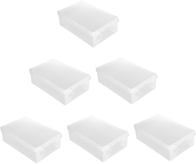 CHILDWEET 6pcs Shoe Storage Case Lids Plastic Shoe Boxes for Home Closet Office Dustproof