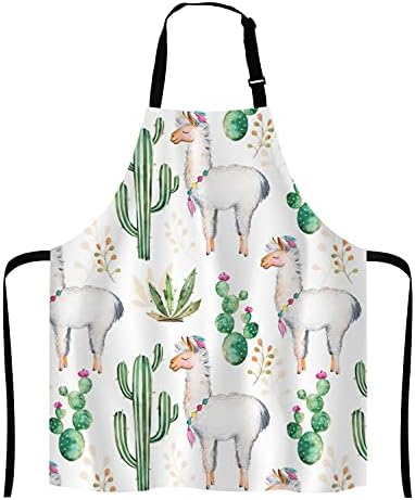 Llama Cacti Apron for Women and Men, Adjustable Kitchen Chef Apron for Cooking Baking - Cute Birthday, Anniversary, Mother's Day Apron Presents for Mom Wife Girlfriend Aunt Grandma by Lefolen