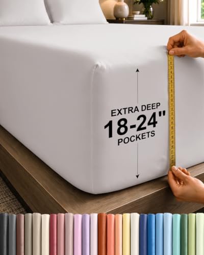 CGK Extra Deep King Single Fitted Sheet Only - Light Grey by CGKUnlimited