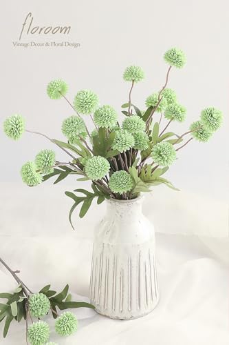Floroom 6pcs Elf Green Faux Silk Mums Artificial Flowers, Bulk Fake Small Mini Chrysanthemums with Stems for DIY Sage Green Wedding Centerpieces Floral Arrangements Vase Fillers Home Decorations - Image 2