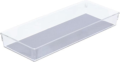 Glad Drawer Organizer Bin, 15x6 - Heavy Duty Clear Plastic Storage Tray for Junk Drawers, Kitchen Utensils, Bathroom Vanity, and Organizing Pantry - BPA Free, Food Safe, Non Slip