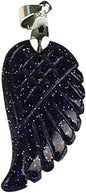 35mm Hand carved mixed gemstom angel wing for necklace pendant bead (blue goldstone)