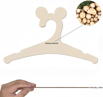 20 Pack Wooden Kids Hangers 9Inch Childrens Clothes Hangers Cute Non Slip Wood Baby Toddler Hangers DIY Wooden Baby Hangers for Closet, for Baby Toddler Kids Clothes & Pants (Mouse Ear)