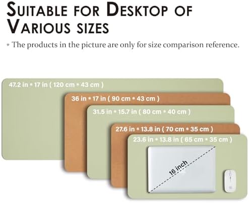 Cork Desk Mat - Small Dual-Sided Desk Pad for Office and Home - Desk Organization and Accessories - Ideal for Large Mouse Pad and Small Desk Mats on Top of Desks(Light Green,23.6"x 13.8") - Image 5