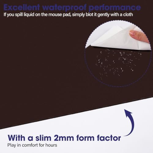 31.5" x 15.7" Waterproof Fabric Mouse Mat, Rubber Anti-Slip Base, Brown - Image 5