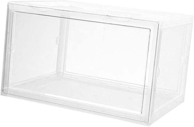 Shoe Box with Dustproof Door Buckle, Stackable Shoe Storage Container for Home and Closet Organization