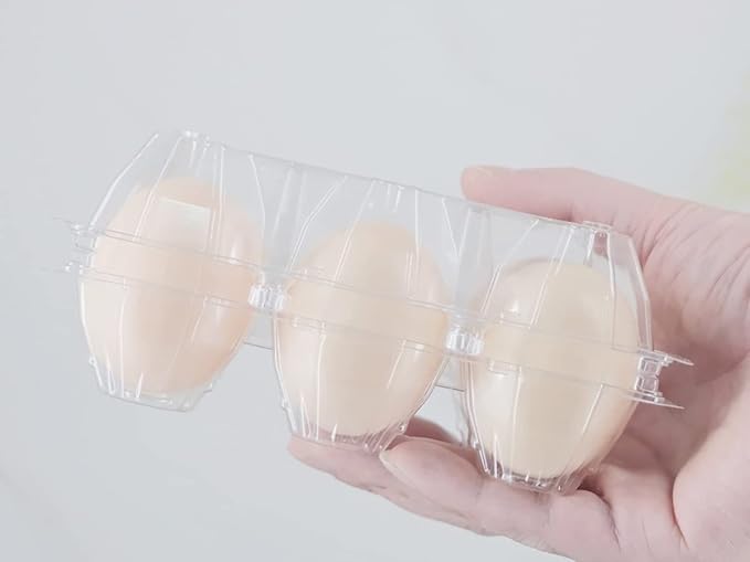 Egg Cartons 60 Packs, Clear Eco-friendly Plastic Blank Egg Cartons with Free Labels, Holds up to 6 Eggs Securely, Perfect for Family Pasture Farm Markets Display - Medium