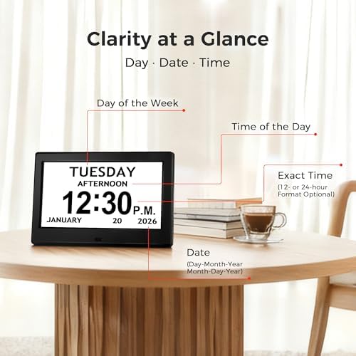 7'' Digital Clock, Dementia Clock for Seniors with Date Time, Large Display - Image 2
