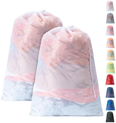 1 Pack Mesh Travel Laundry Bag 28" x 40"Extra Large Dirty Clothes Organizer - Image 2
