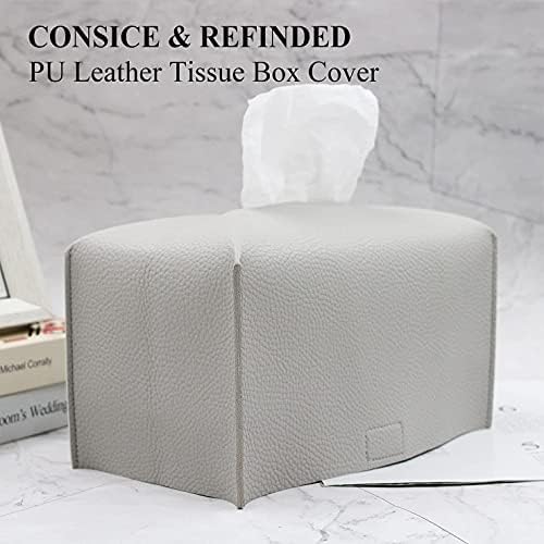Livelab Tissue Box Cover, Modern Decorative PU Leather Rectangular Tissue Box Case Organizer Holder for Vanity Countertop, Night Stands, Livingroom, Office Desk & Car 9.5X5X5'' | Pastel Grey - Image 4